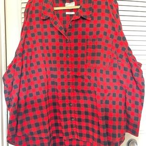 Red/Black Buffalo Plaid Button-down Flannel Top
